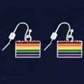 Rainbow Flag Silver Plate Rectangle Pair Earrings Gay Lesbian Pride