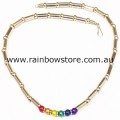 Rainbow Balls With Silver Tone Tubes And Balls Spacers Necklace