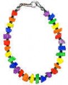 Rainbow Acrylic Pebbles Bracelet 8 inch Gay Lesbian Pride
