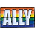 Rainbow And White Ally Black Border Large Lapel Badge Pin Lesbian Gay Pride
