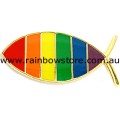 Rainbow Christian Fish Badge Lapel Pin Lesbian Gay Pride