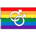Male White Symbol Rainbow Flag Deluxe Polyester 3 feet by 5 feet Gay Pride
