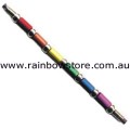 Rainbow Tubes With Chrome Style Spacers On A Black Cord Necklace