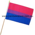 Bisexual Flag On Wood Stick Handwaver Polyester 12 inch by 18 inch Bi Pride
