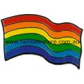 Rainbow Wavy Flag Black Border Large Badge Lapel Pin Gay Lesbian Pride