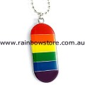 Metal Rainbow Flag With Silver Tone Ball Chain Necklace Lesbian Gay Pride