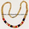 Rainbow Beads Natural Wood Puka Necklace Lesbian Gay Pride