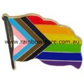 Progress Pride Flag Pole Badge Lapel Pin Gay Lesbian Pride