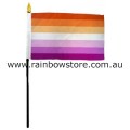 Lesbian Sunset Desk Flag With Stick Polyester 4 inch by 6 inch Lesbian Pride