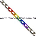 Rainbow And Silver Tone Medium Chain Links Bracelet Gay Lesbian Pride