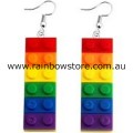 Rainbow Brick Style Hook Earrings Gay Lesbian Pride