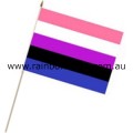 Genderfluid Flag On Wood Stick Handwaver Polyester 12 inch by 18 inch Gender Fluid Pride