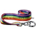 Rainbow LONG Lanyard With Clip And Ring Lesbian Gay Pride