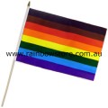 People Of Colour Rainbow Flag On Wood Stick Handwaver Polyester 12 inch by 18 inch POC Pride