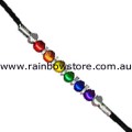 Rainbow Aluminium Balls Black Cord Bracelet Lesbian Gay Pride