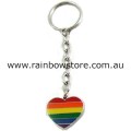 Rainbow Heart Single Sided Key Chain Lesbian Gay Pride