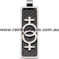 Female Carbon Pendant With Ball Chain Necklace Lesbian Pride