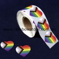 Progress Pride Heart Plastic Coated Paper Adhesive Stickers Pkt of 10 Gay Lesbian Pride 4.7cm x 4.7cm 1.8 inch x 1.8 inch