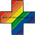 Rainbow Cross Black Border Large Lapel Badge Pin Gay Lesbian Pride