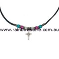 Transgender Ceramic Beads Cross Necklace Transgender Pride