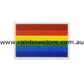 Rainbow Mini Flag Embroidered Iron On Patch White Border Gay Lesbian Pride