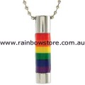 Rainbow Cylinder Pendant Necklace Lesbian Gay Pride