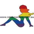 Rainbow Mudflap Trucker Girl Clear Back Adhesive Sticker Lesbian Pride 7.5cm x 10.5cm 2.9 inch x 4.1 inch