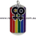 Rainbow ID Tag With Female Black Symbols Pewter Pendant Necklace Lesbian Pride