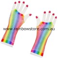 Rainbow Fishnet Long Gloves Pair Lesbian Gay Pride