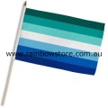 Gay Male MLM Flag On Wood Stick Handwaver Polyester 12 inch by 18 inch Gay Pride