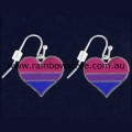 Bisexual Heart Silver Plate Pair Earrings Bi Pride