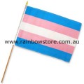 Transgender Flag On Stick Screened 12 inch by 18 inch Transgender Pride