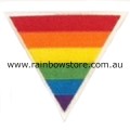 Rainbow Triangle Embroidered Iron On Patch White Border Gay Lesbian Pride