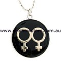 Double Female Symbol Pendant With Ball Chain Necklace Lesbian Pride