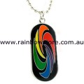 Rainbow Swirl Metal Pendant With Ball Chain Necklace Gay Lesbian Pride