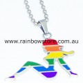 Rainbow Mudflap Trucker Girl Stainless Steel Pendant With Ball Chain Necklace Lesbian Pride
