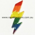 Rainbow Lightning Bolt Sparkle Lapel Badge Pin Gay Lesbian Pride