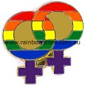 Rainbow Double Female Lapel Badge Pin Lesbian Pride