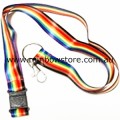 Rainbow People Of Colour Ribbon Long Lanyard Safety Release With Ring And Claw Clasp POC Pride