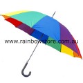 Rainbow 12 Panel Black Hook Handle Umbrella Gay Lesbian Pride