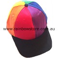 Rainbow Six Panel With Black Peak Baseball Cap Hat Lesbian Gay Pride