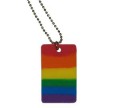 Rainbow Silicone ID Tag Ball Chain Necklace Lesbian Gay Pride