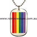 Rainbow Pride Flag Military ID Tag With Silver Tone Ball Chain Necklace