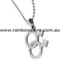 Male Stainless Steel Pendant With Silver Tone Ball Chain Necklace Gay Pride