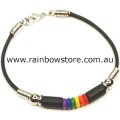 Rainbow Silicone Beads Two Long Black Ceramic Spacers Bracelet Gay Lesbian Pride
