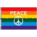 Peace Rainbow Flag Waterproof Deluxe Polyester 3 feet by 5 feet Lesbian Gay Pride