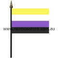 Non-Binary Desk Flag Polyester 4 inch by 6 inch With Black Plastic Stick Non Binary Pride