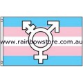 Transgender Flag With Symbol Deluxe Polyester 3 feet by 5 feet Transgender Trans Pride