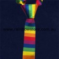Rainbow Horizontal Wide Stripe Tie Polyester Gay Lesbian Pride