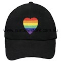 Rainbow Love Heart Black Baseball Cap Hat Lesbian Gay Pride